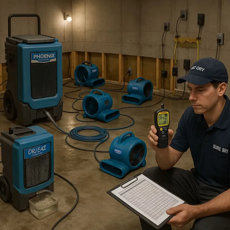 Structural Drying and Dehumidification process in Muscoy, CA